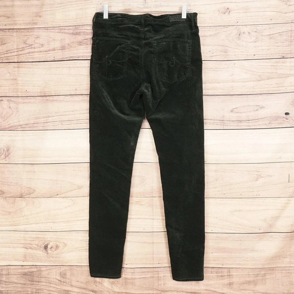 AG Adriano Goldschmied Pants Womens 30R Green Velvet The Farrah Skinny 30x29.5